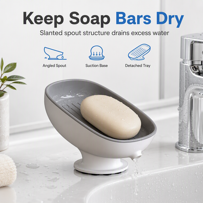 🧼 50 % RABATT! ✨Veggmontert såpeskål i to lag, selvdrenerende såpeholder med sugekopp🚿