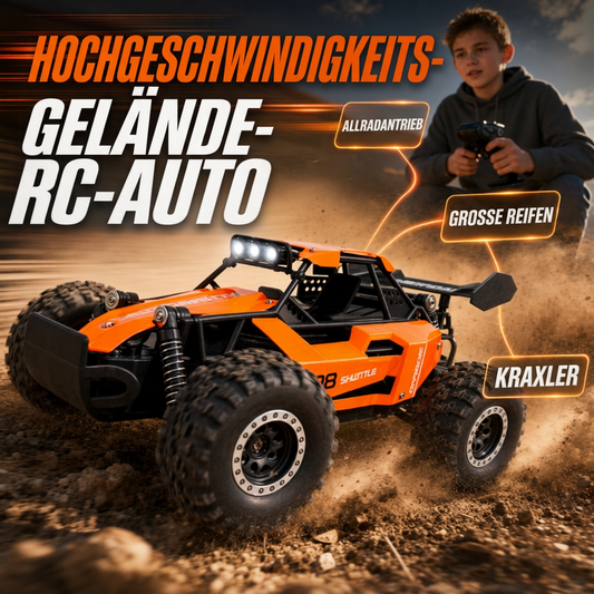 🏎️ 50% RABATT – Rask off-road RC-bil – 4WD – overdimensjonerte dekk – responsiv styring – støtdempende fjæring – LED-lys for nattkjøring