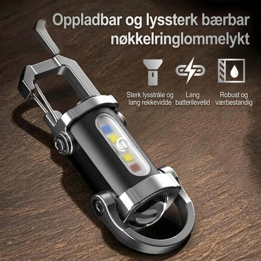 🔦⚡ Oppladbar nøkkelring – 300 lumen, USB-C-lading og støtsikkert design for daglig bruk og EDC 🔑