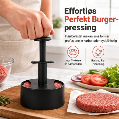 🍔 Tidsbegrenset 50 % rabatt ✨ Hamburgerpresse & Patty-lager — Automatisk fjærtilbakestilling, rask utløsing
