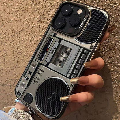 ⏰🔥BEGRENSET TID: bare 99,99 kr!📼 Silikon-mobilveske med retro kassettspiller-mønster, passer til iPhone- og Galaxy-serien