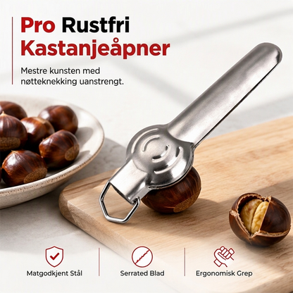 ⏰🔥BEGRENSET TID: bare 99,99 kr!⚡Nøtteknekker og verktøy til å fjerne skall fra kastanjer i rustfritt stål