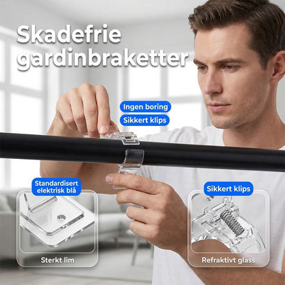 ⏰🔥BEGRENSET TID: 50 % RABATT!🔧 Selvklemmende gardinstangholdere – Uten boring & diskret ✨
