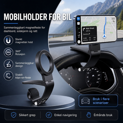 Universell foldbar magnetisk bilholder for mobiltelefon