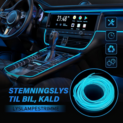 🚗 50 % RABATT 🌈 Fleksible bil-ambientelys, kan kuttes 1–3 m, 9 farger ✨