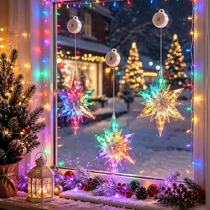 ⏳SISTE SALGSDAG🎄❄️ DIY LED-sugekopp-lamper med julesnøfnugg ✨ | Batteridrevne, varmt og flerfarget lys, sugekopp-lamper til vinduer, julepynt til hjemmet og festen