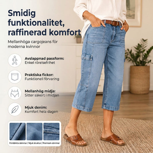 📢Midtsesongssalg: −50 % kun i en begrenset periode⏰Avslappede, elastiske, korte jeans til damer