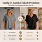 💖SISTE DAG AV SALGET – BARE kr 199,99!!💖Boho-T-skjorte for damer med V-hals og flossete kanter 🌿 – Løstsittende, pustende sommertopp i myk bomull👚
