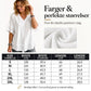 💖SISTE DAG AV SALGET – BARE kr 199,99!!💖Boho-T-skjorte for damer med V-hals og flossete kanter 🌿 – Løstsittende, pustende sommertopp i myk bomull👚